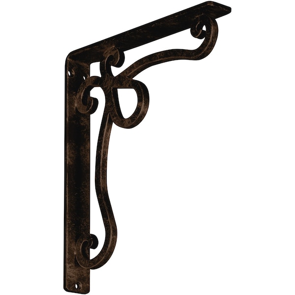 Ekena Millwork Orleans Wrought Iron Bracket, (Single center brace), Antiqued Bronze 1 1/2"W x 10"D x 12"H BKTM01X10X12SOLABZ - main